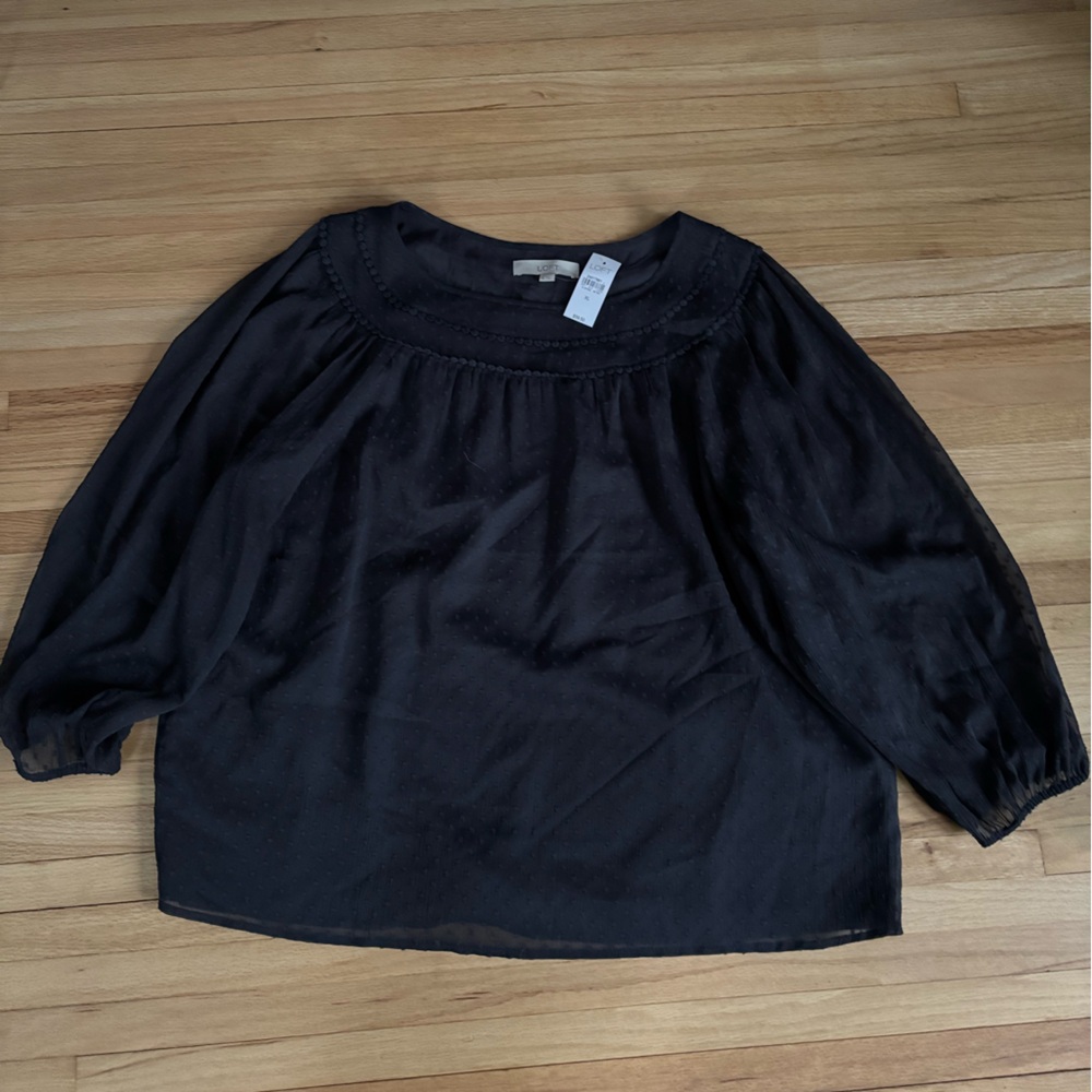NWT LOFT Swiss Dot Flowy Blouse